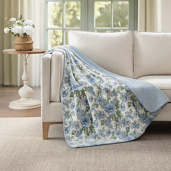 Laura Ashley Reversible Coco Plush Throw - JCPenney