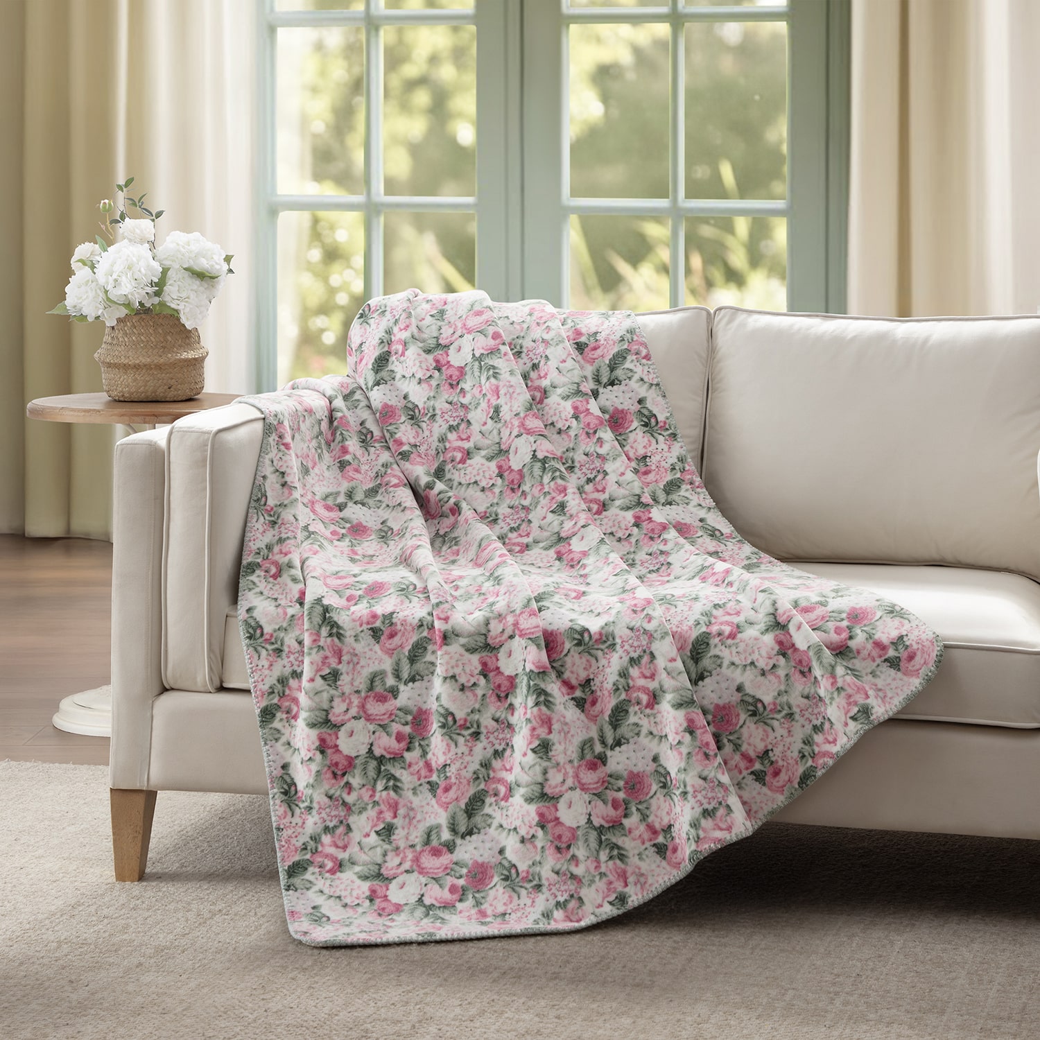 Laura Ashley Reversible Coco Plush Throw