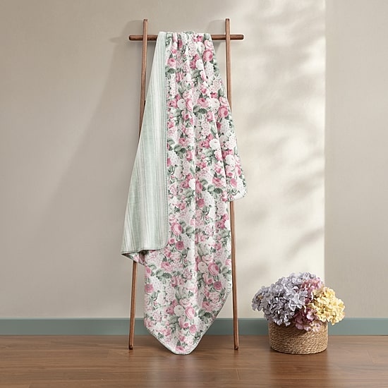 Laura Ashley Reversible Coco Plush Throw
