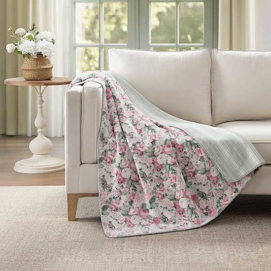 Laura Ashley Reversible Coco Plush Throw