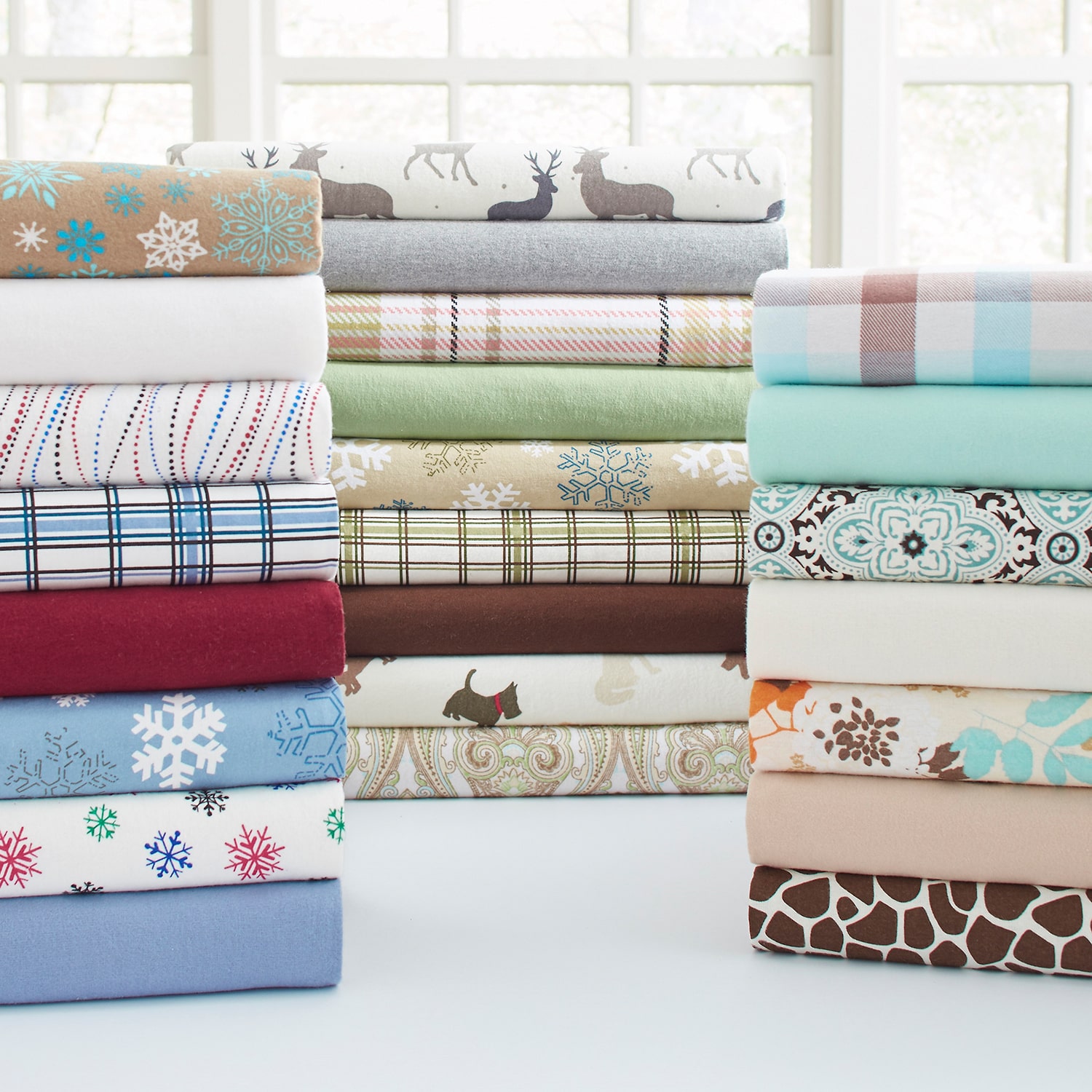 Pointehaven Cotton Heavy Weight 170 GSM Printed Flannel Sheet Set