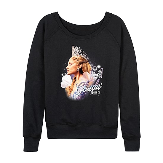 Glinda Profile Womens Boat Neck Long Sleeve Regular Fit Wicked Graphic T-Shirt