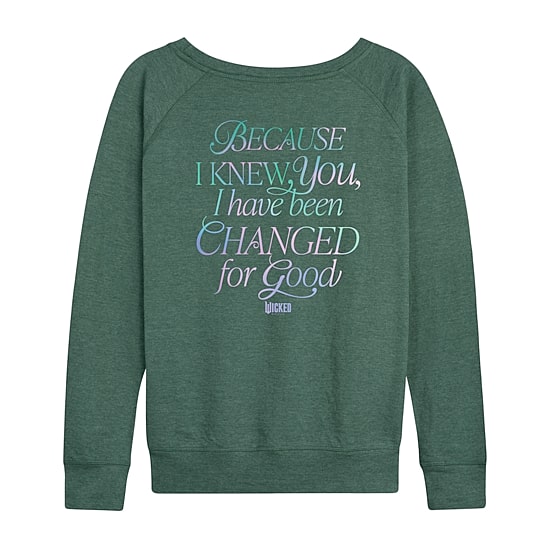 Wicked For Good Womens Boat Neck Long Sleeve Wicked Graphic T-Shirt