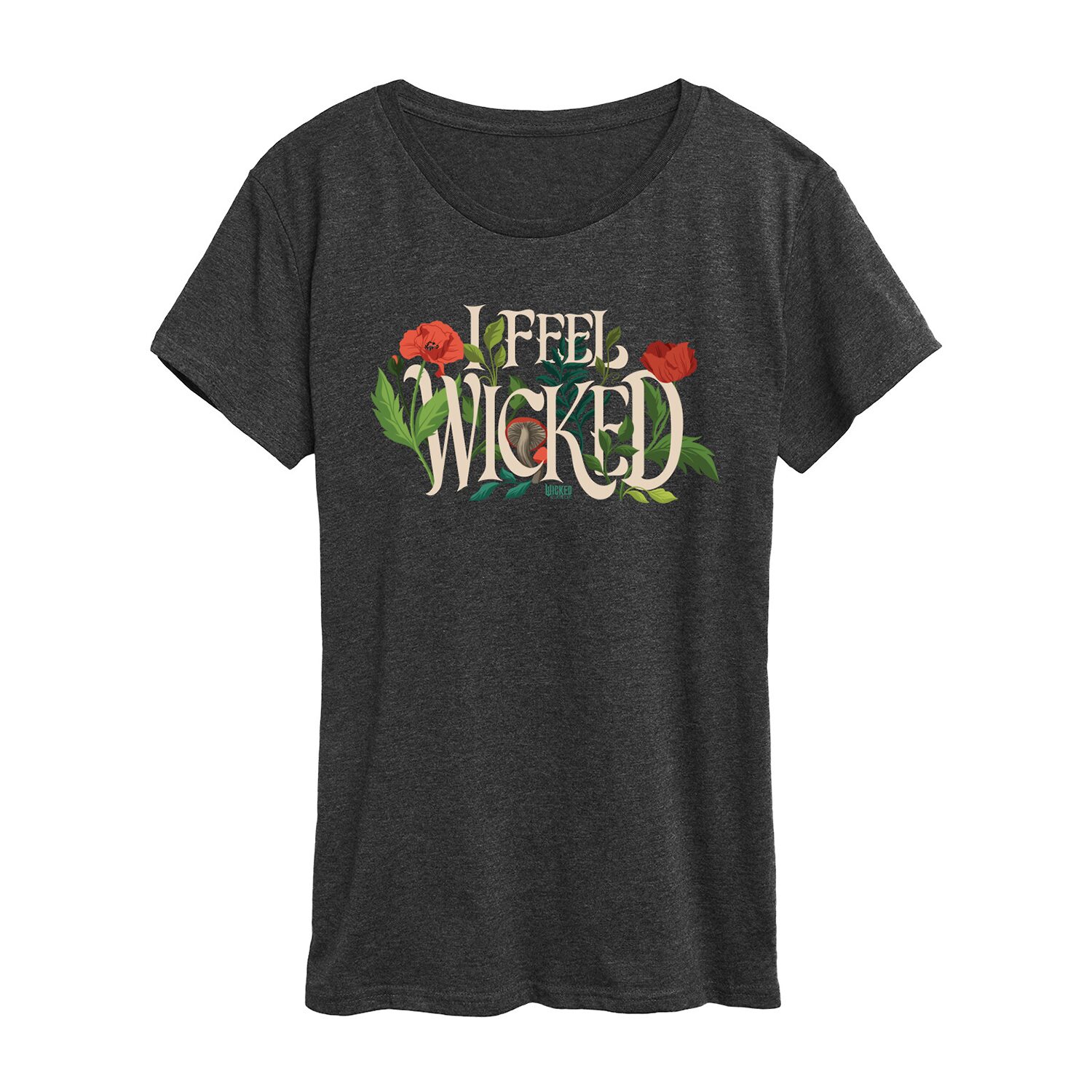 Womens Crew Neck Short Sleeve Regular Fit Wicked Graphic T-Shirt
