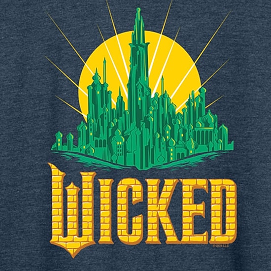 Emerald City Womens Boat Neck Long Sleeve Wicked Graphic T-Shirt