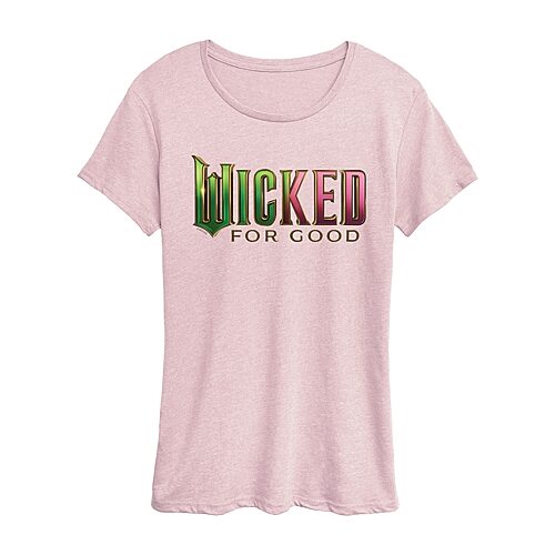 Air Waves Wicked For Good Womens Crew Neck Short Sleeve Wicked Graphic T-shirt In Pink