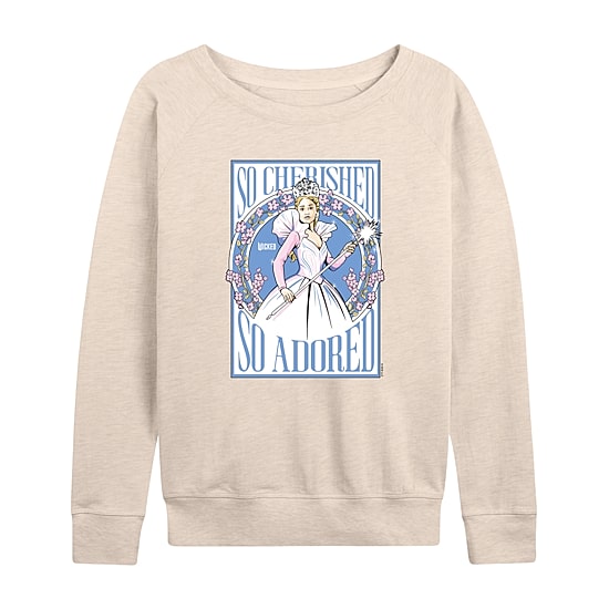 Glinda Poster Womens Boat Neck Long Sleeve Wicked Graphic T-Shirt