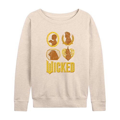 Wicked Oz Group Womens Boat Neck Long Sleeve Regular Fit Wicked Graphic T-Shirt, X-large, Beige
