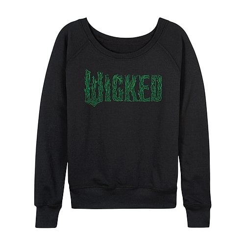 Wicked Logo Womens Boat Neck Long Sleeve Regular Fit Wicked Graphic T-Shirt, Xx-large, Black