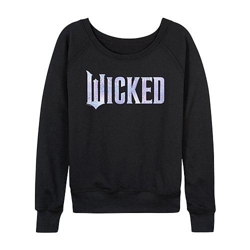 Sparkle Logo Womens Boat Neck Long Sleeve Regular Fit Wicked Graphic T-Shirt, Small, Black
