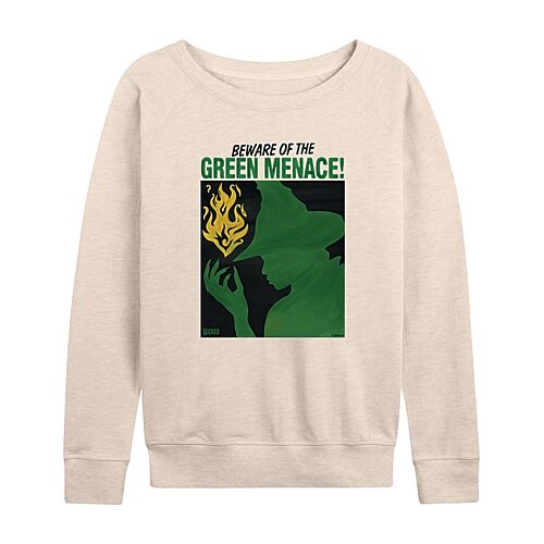 Elphaba Green Menace Womens Boat Neck Long Sleeve Regular Fit Wicked Graphic T-Shirt, X-large, Beige