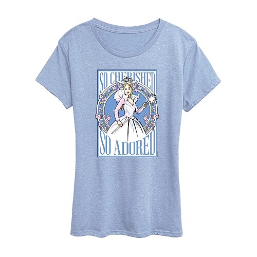 Air Waves Glinda Poster Womens Crew Neck Short Sleeve Regular Fit Wicked Graphic T-shirt In Blue