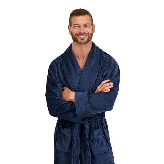 Hanes Mens Knee Length Long Sleeve Robe