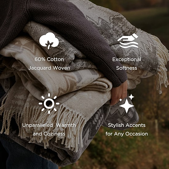 Woolrich Alberta Cotton Blend Jacquard Blanket