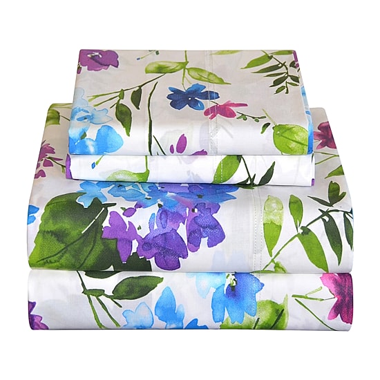 Pontehaven 200 Thread Count Printed Cotton Percale Sheet Set