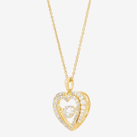 Limited Quantities! Womens 1 CT. T.W. Lab Grown White Diamond 14K Gold Over Silver Heart 18 Inch Pendant Necklace