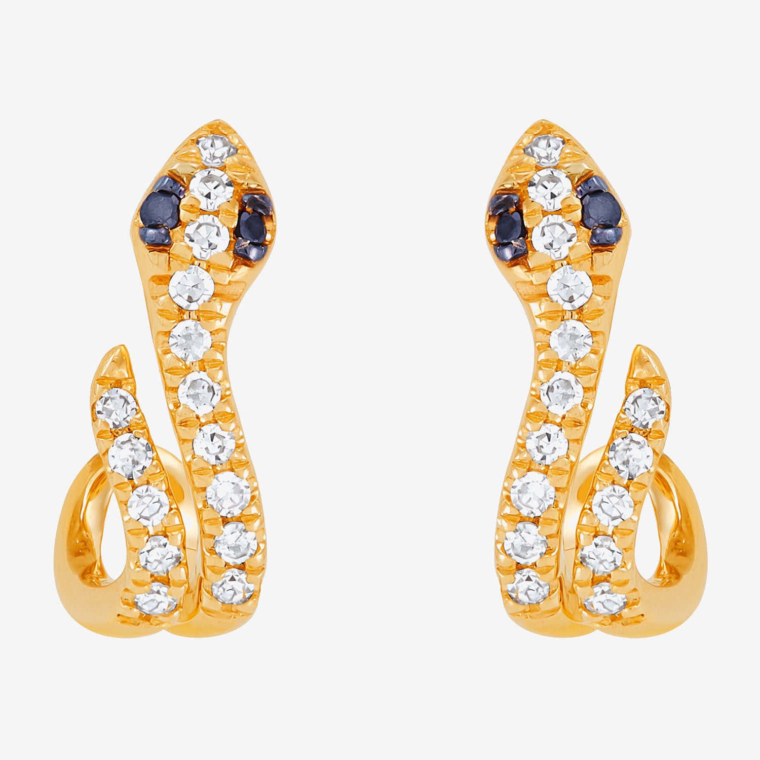 Midnight Black Limited Quantities! Snake Womens 1/10 CT. T.W. Natural Black Diamond 14K Gold 10.7mm Hoop Earrings