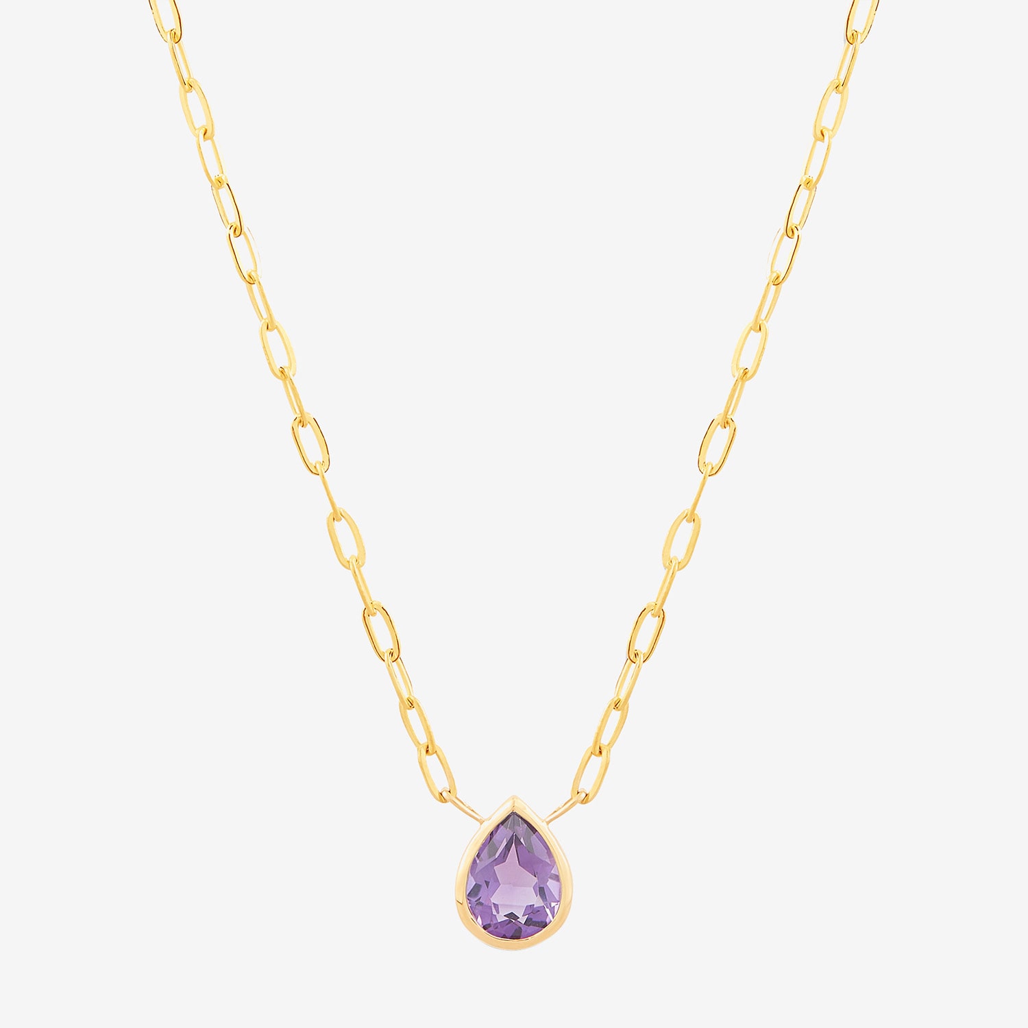 Limited Quantities! Womens Genuine Purple Amethyst 14K Gold Pear 17 Inch Pendant Necklace
