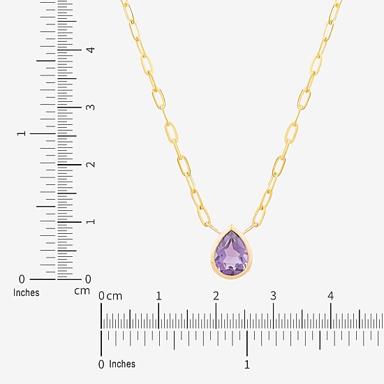 Limited Quantities! Womens Genuine Purple Amethyst 14K Gold Pear 17 Inch Pendant Necklace