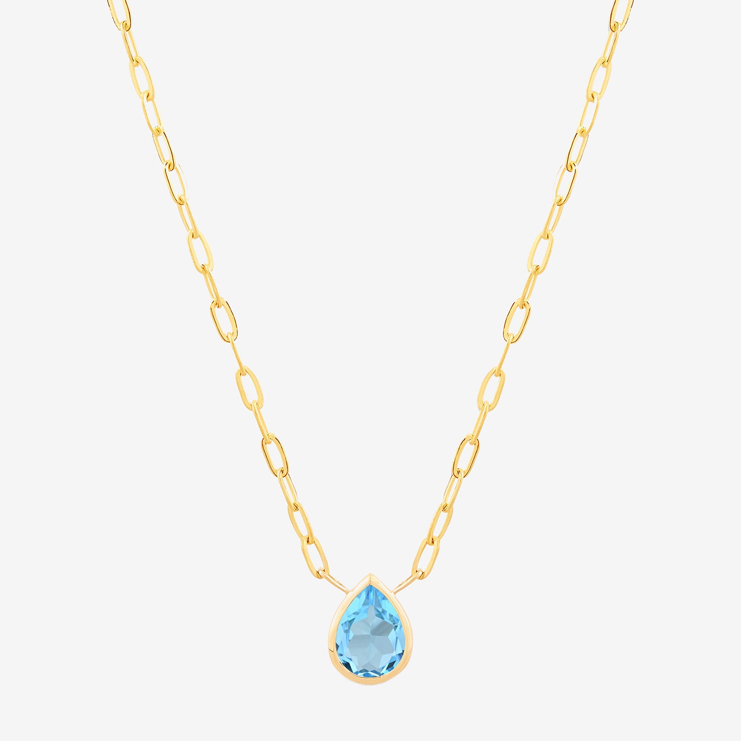 Limited Quantities! Womens Genuine Blue Topaz 14K Gold Pear 17 Inch Pendant Necklace