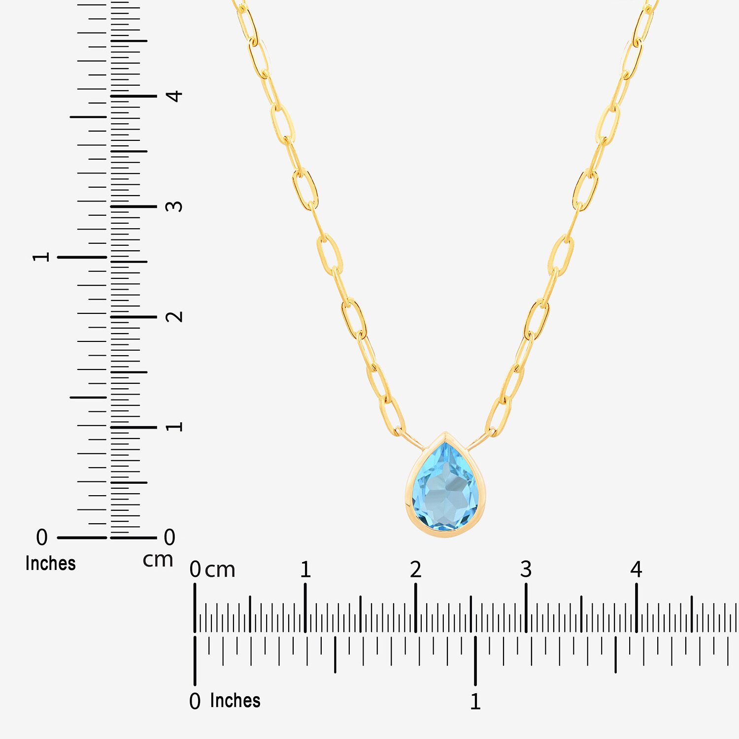 Limited Quantities! Womens Genuine Blue Topaz 14K Gold Pear 17 Inch Pendant Necklace