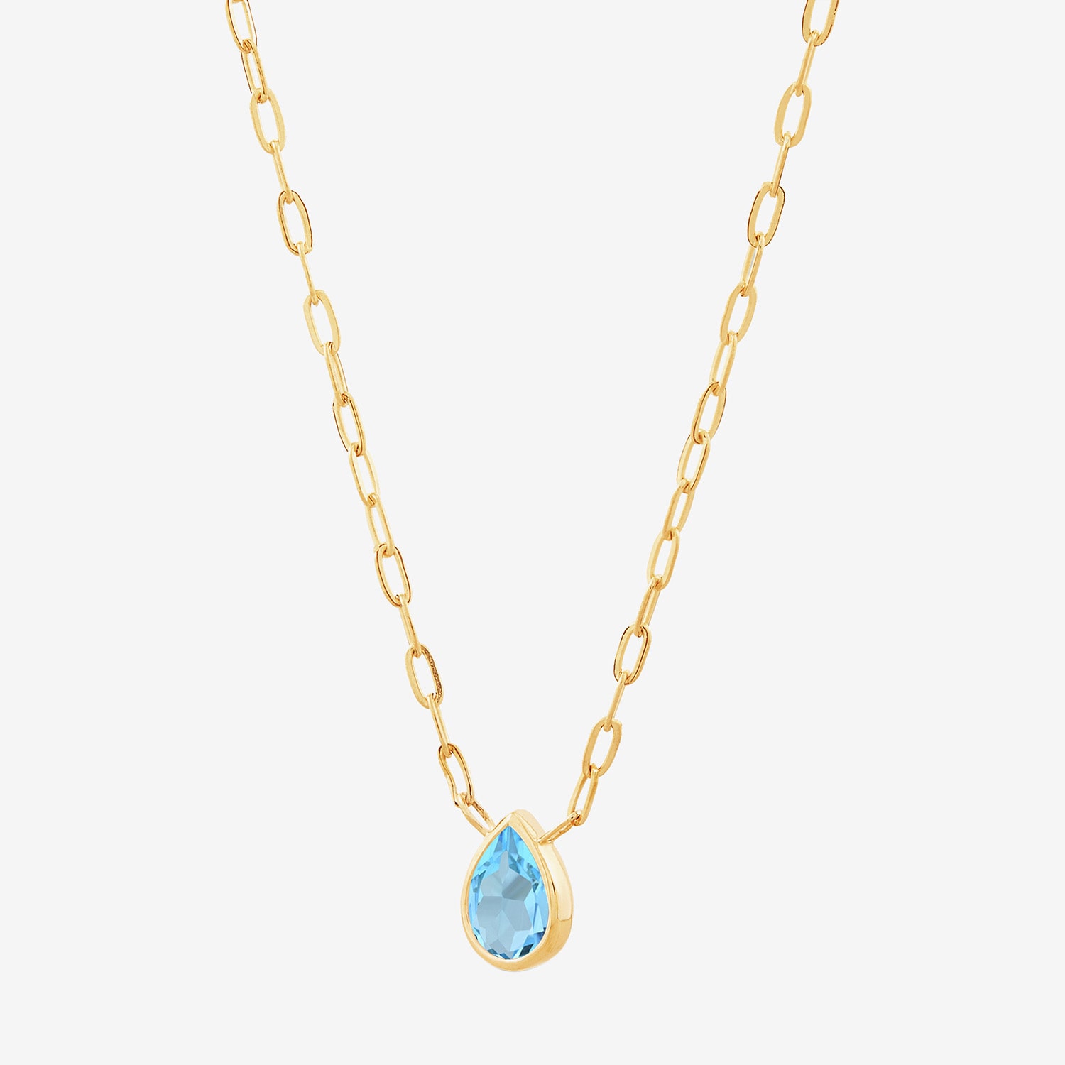 Limited Quantities! Womens Genuine Blue Topaz 14K Gold Pear 17 Inch Pendant Necklace