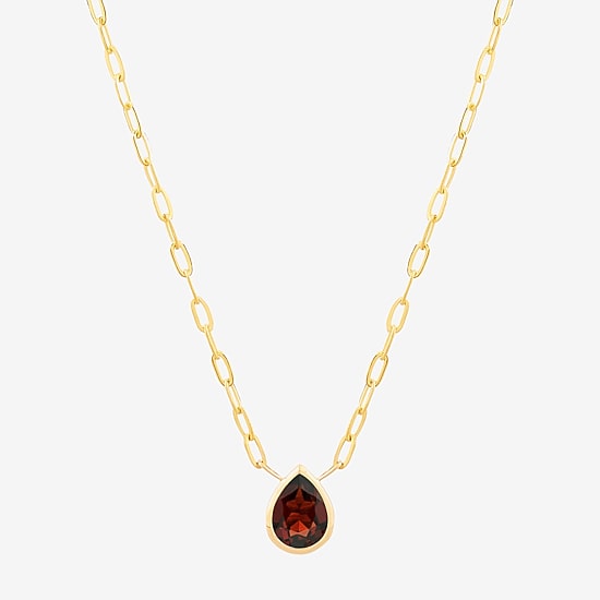 Limited Quantities! Womens Genuine Red Rhodolite 14K Gold Pear 17 Inch Pendant Necklace