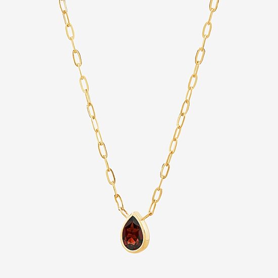 Limited Quantities! Womens Genuine Red Rhodolite 14K Gold Pear 17 Inch Pendant Necklace