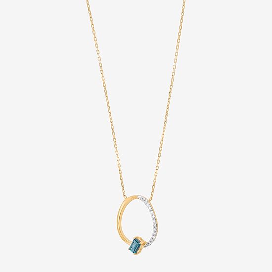 Limited Quantities! Womens 1/10 CT. T.W. Genuine Blue Topaz 10K Gold Circle 17 Inch Pendant Necklace