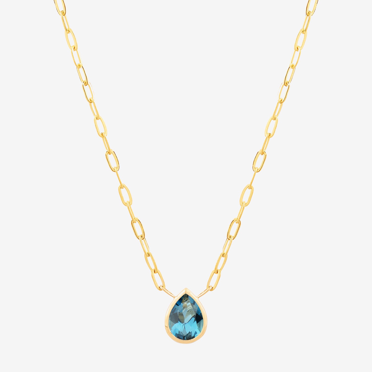 Limited Quantities! Womens Genuine Blue Topaz 14K Gold Pear 17 Inch Pendant Necklace