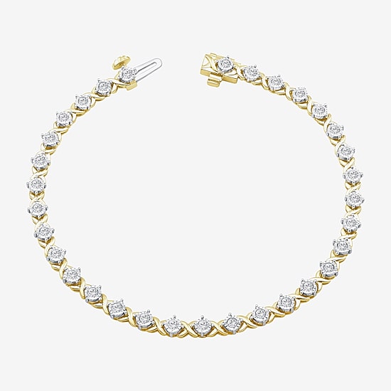 (I,I1) Womens 1 1/10 CT. T.W.  Lab Grown White Diamond 10K Gold 8 Inch Tennis Bracelet