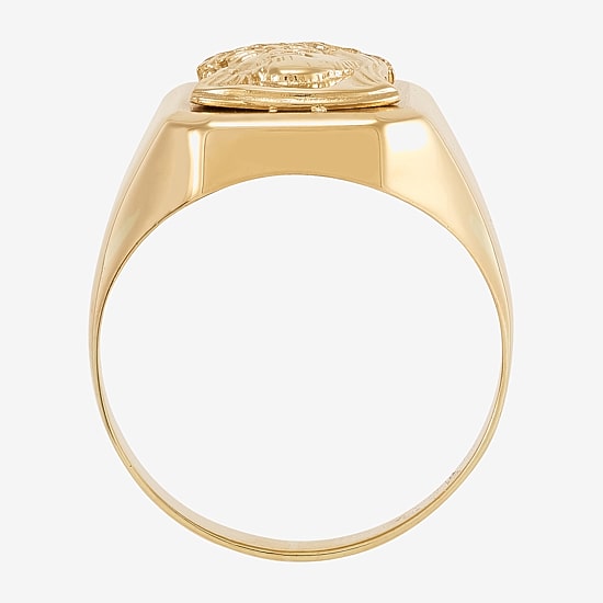 Jesus Mens 14K Gold Signet Ring