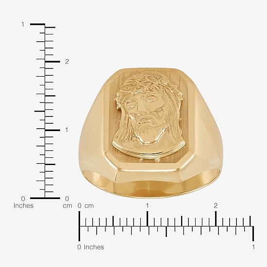 Jesus Mens 14K Gold Signet Ring