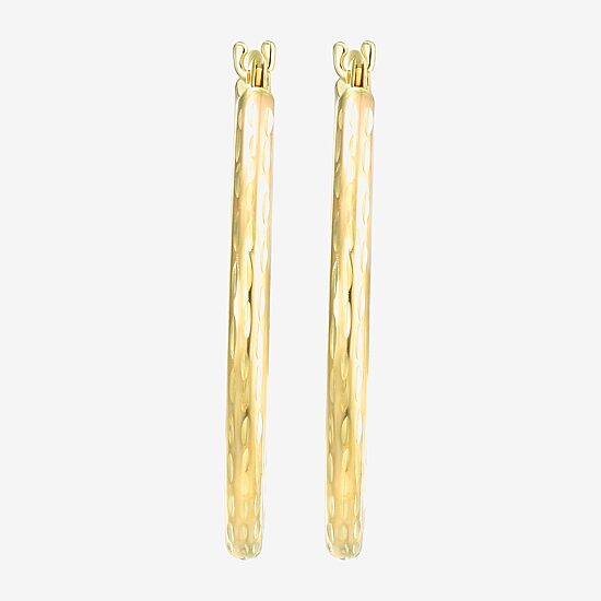 Womens 10K Gold 25mm Round Hoop Earrings