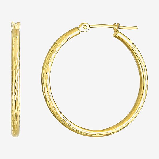 Womens 10K Gold 25mm Round Hoop Earrings