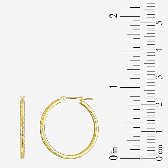 Womens 10K Gold 25mm Round Hoop Earrings