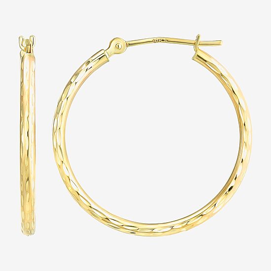Womens 10K Gold 25mm Round Hoop Earrings