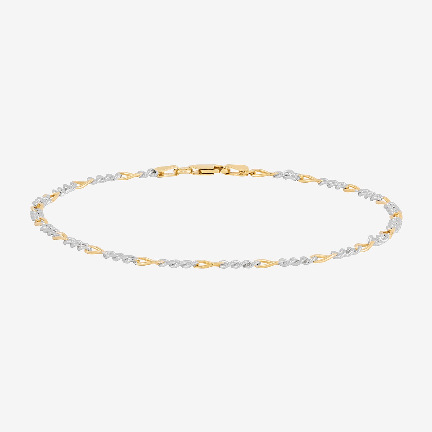 Made in Italy Womens 24K Gold Over Silver 10 Inch Solid Figaro Ankle Bracelet