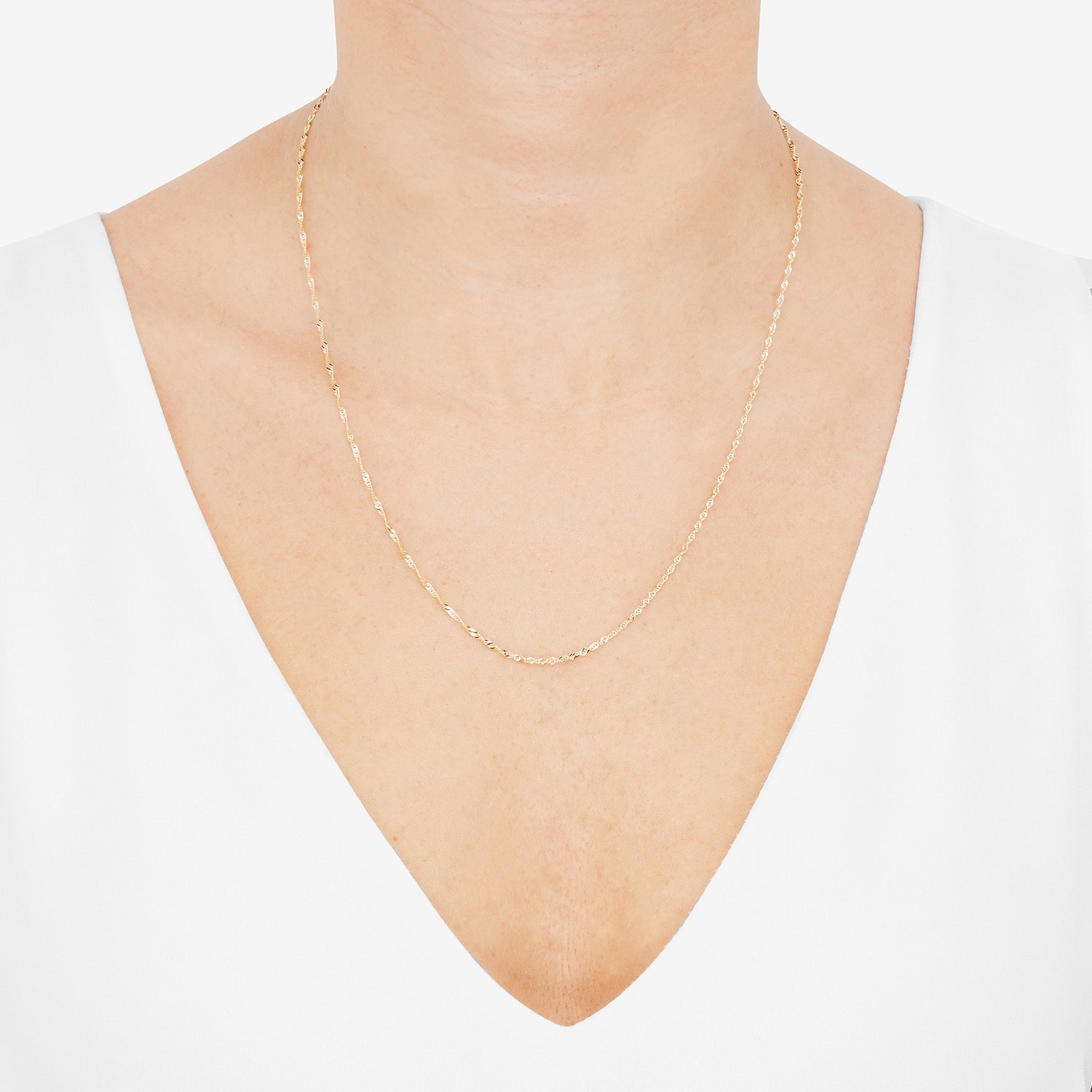 Limited Quantities! Womens 14K Gold Inch Singapore Chain Necklace