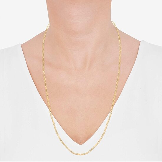 Limited Quantities! Womens 14K Gold 26 Inch Figaro Chain Necklace