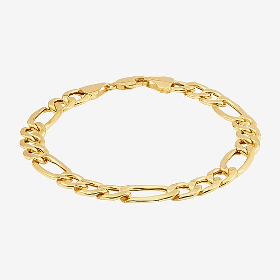Limited Quantities! Mens 10K Gold 9 Inch Semisolid Figaro Chain Bracelet