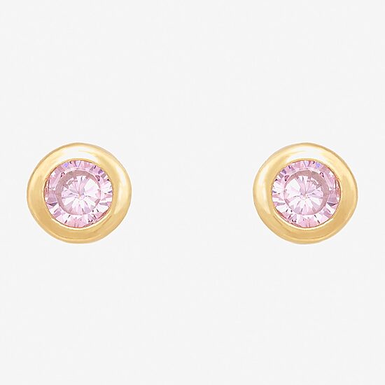 Limited Quantities! Pink Cubic Zirconia 14K Gold 4.5mm Round Stud Earrings