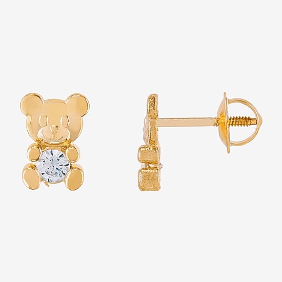 Limited Quantities! White Cubic Zirconia 14K Gold 7.1mm Stud Earrings