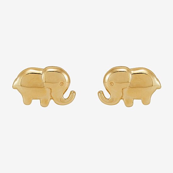 Limited Quantities! Elephant 14K Gold 5.6mm Stud Earrings