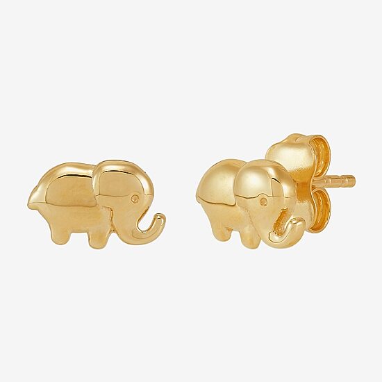 Limited Quantities! Elephant 14K Gold 5.6mm Stud Earrings