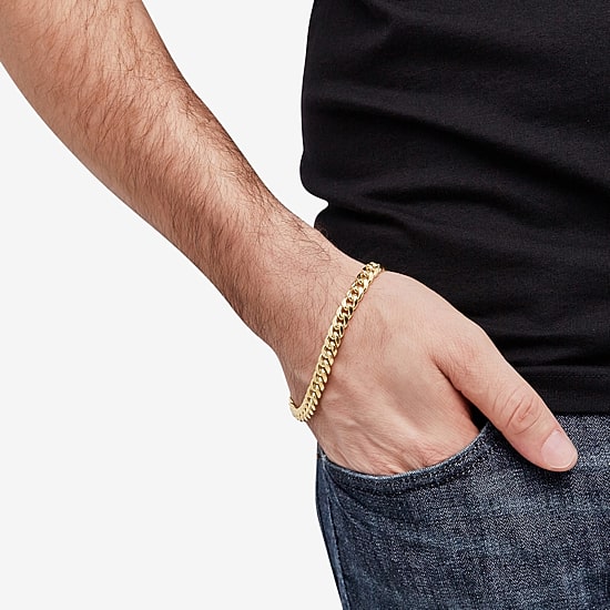 Limited Quantities! Mens 10K Gold 9 1/2 Inch Hollow Cuban Chain Bracelet