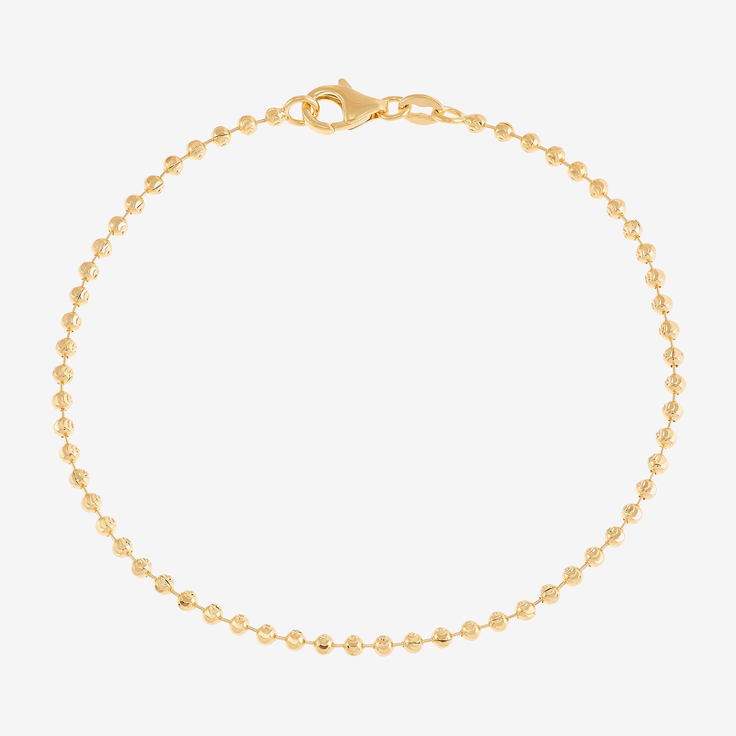 Limited Quantities! Womens 14K Gold 7 Inch Solid Bead Chain Bracelet