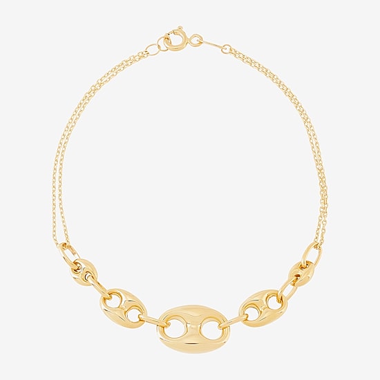 Limited Quantities! Womens 10K Gold 7.25 Inch Hollow Cable Chain Bracelet