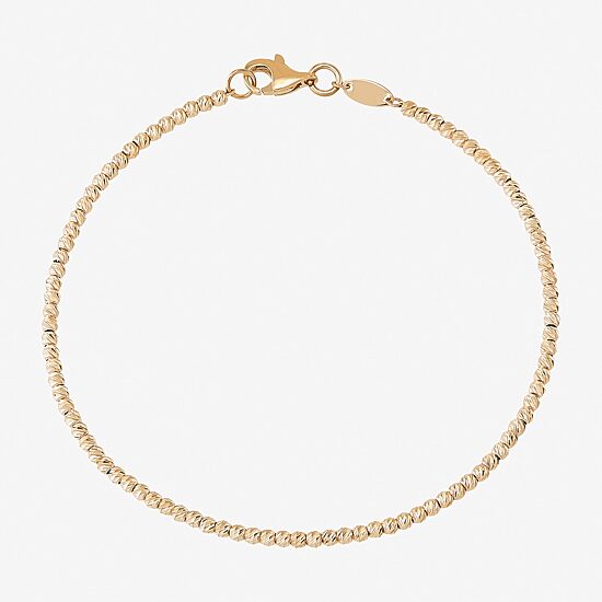 Limited Quantities! Womens 14K Gold 7.25 Inch Hollow Bead Chain Bracelet