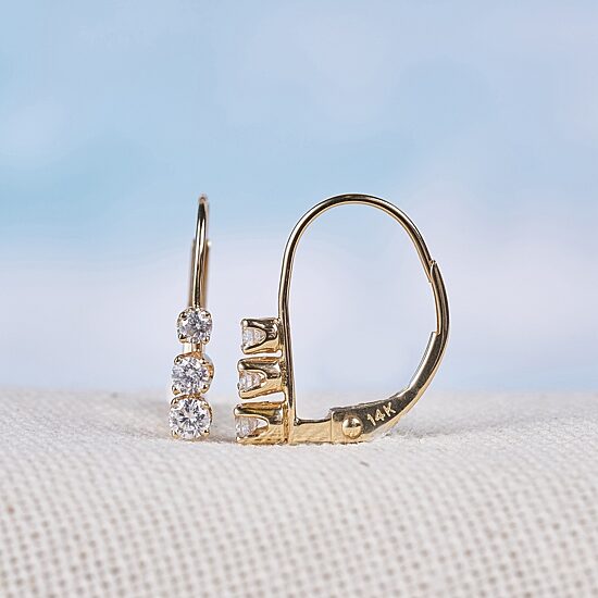 Womens 1/4 CT. T.W. Natural White Diamond 14K Gold 14.4mm Hoop Earrings